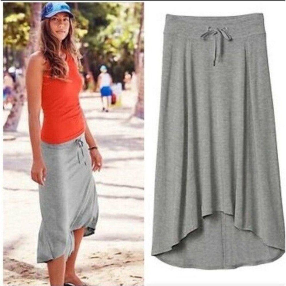 Athleta S Gray Hi Low‎ Skirt Stretch Athleisure Cover Up Beachcomber Pura Vida